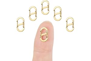Amabro 5 cierres de mosquetón con doble apertura, acero inoxidable, cierre de metal, cierres para collares y pulseras (dorado)
