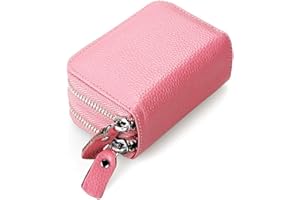 AUSUAYA Etui na karty kredytowe dla kobiet, skórzane etui na karty kredytowe z blokadą RFID, mały portfel akordeonowy GB-K-B-B15, różowy, Jeden rozmiar, Casual