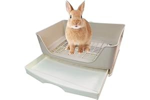 kathson Duża kuweta dla królika, narożna toaleta z szufladą, dla dorosłych chomików, świnek morskich, fretek, galesaura, królika i innych zwierząt (brązowa)