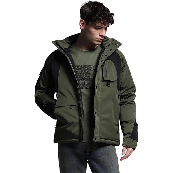 Women's Long Puffer Coat With Fur Hood Khaki - View #5