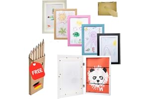 LUMINOZA 2 Stück - Bilderrahmen A4 für Kinderzeichnungen in rosa - Kunstfotorahmen aufklappbar mit Frontöffnung für bis zu 100 Kinderbilder - Fotorahmen zum befüllen – Befüllbarer Kunstrahmen(2, Rosa)