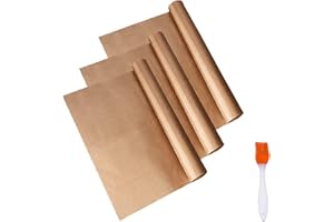 iJiZuo 3PCS Tappetino da Forno Riutilizzabile Antiaderente, PTFE Teflon per Pressa di Calore Trasferimento Foglio Antiaderente Resistente al Calore, Carta da Forno Ecologica Premium, 40 * 33cm