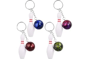 EHUIHUAN 4 Pcs Kinder Bowling Party Tasche Schlüsselring, Bowling Pin Schlüsselhalter Geschenk, Sportparty Bowling Spiel Anhänger, Weiß Bowling Schlüsselanhänger Pack, Bowling Zubehör Schlüsselanhänger