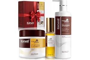 Karseell MACA CARE SYSTEM Kollagen Haarmaske Arganöl Serum Feuchtigkeitsshampoo Ohne Sulfate Reparatur Glanz Intensivpflege Trockenes Strapaziertes Gefärbtes Blondiertes Haar Anti-Frizz Alle Haartypen