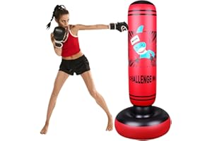 Sac de Frappe pour Enfants, LncBoc 120cm/125 cm Sac de Frappe Boxe sur Pied, Fitness de Boxe autoportant Tour Stand Fitness Target Sac, Punching Formation Tumbler Sac pour Enfants (Bleu)