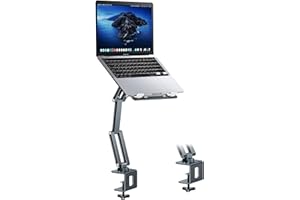 nediea Laptop Halterung für Schreibtisch, Laptop Armhalterung mit 360° Drehbarem, Aluminium Laptop Tablett, Verstellbar, Faltbarer Laptop Ständer/Halter, Passend für Laptops mit 11-17 Zoll