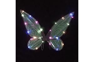 KNAEE LED Fairy Wings Costume for Girls Adult,Light Up Butterfly Fairy Angel Wings Fancy Dress Up Child Sparkly Fairy Wings for Kids Women Halloween Masquerade ​Party Cosplay Photography Props (RGB-Black)