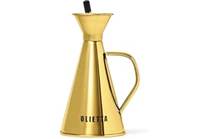 Olietta Bouteille à Huile ou Vinaigre avec Bec Verseur Anti-Gouttes en Or Acier Inoxydable 250 ML 0,25 Litre – Idéal pour Verser l’Huile d’Olive et Autres liquides – Étanche, Facile à Nettoyer