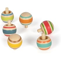 6 Toupies En Bois Small Foot - Effet Coloré En Rotation - Jeu éducatif Pour Enfants Dès 3 Ans