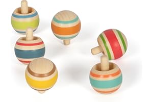 small foot Wendekreisel-Set aus Holz, ideales Mitbringel, 6 Kreisel, Beschäftigung für Kinder ab 3 Jahren, 12606