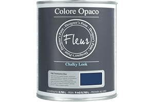 FLEUR DESIGNER'S PAINT | Pittura Chalk Paint Opaca, 750 ml, Senza Carteggiare, Multisuperficie, Colore F66 Trendsetter Blue, Effetto Gesso, Per Pareti e Mobili, Extra Opaco, Ad Acqua, Made in Italy