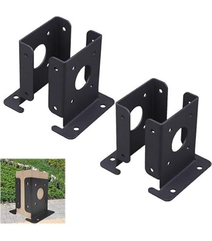 8 PCS] Adjustable Deck Post Anchor Base Brackets Fit 1.5x1.5,2x2,2x4,4x4 Post,Wood Fence Pergola Post Base Brackets Kit,Heavy Duty Half Column Black Post Brackets Support Base Brackets For Deck - View #11