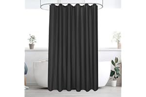 Qidordour Black Shower Curtains Mould Proof Resistant, 180x180cm Weighted Polyester Fabric Bathroom Shower Curtain Washable, Quick dry Water-resistant Shower Liner for Bathtub, Wet Room, Hotel Quality