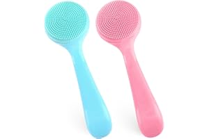 DIVINA VITAE Silikonowy peeling do twarzy, 2 szt. szczotka do czyszczenia twarzy do zaskórników, usuwanie pozostałości makijażu, narzędzie do makijażu dla wszystkich rodzajów skóry (niebieski i różowy)