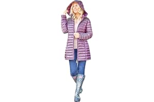Roman Originals Women Padded Longline Coat with Hood - Ladies Zip Through Autumn Winter Long Length Lightweight Quilted Warm Cosy Everyday Zip Up Casual Jackets Coats