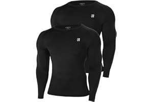Runhit Men's Compression Base Layer Long Sleeve Top, UPF 50+ Quick Dry Sports Undershirt for Running Gym Cycling Football Golf Training