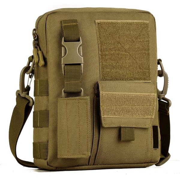 DONGKER Taktische Umhängetasche – Mini Molle Schultertasche, 12x7x18 Cm, Schwarz/braun – Für Outdoor, Camping & Reise