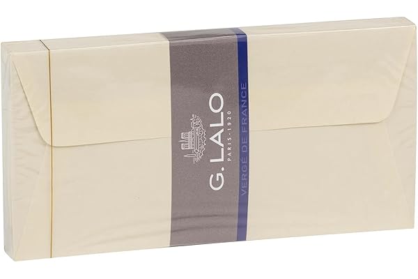 Lalo 46116L - Un paquet sous film de 25 enveloppes adhésives doublées 11x22 cm en Papier vergé de France, Ivoire