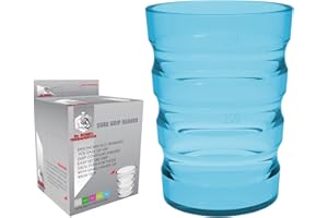 Dr. Bone's Therapeutics ® 200 ml Clear Non Spill Cup, Portable Travel Mug for Children, Elderly and Disabled Adult Drinking Cup/Beaker/Mug/Sippy Cup for Disabled Adults for Better Grip (Blue)