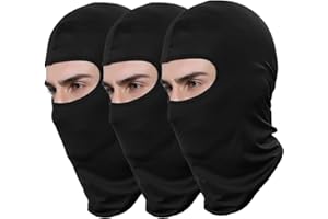 Valtreecho 2Pcs 3Pcs Full Face Cover Black Balaclava Protection Warm Windproof Ski Motorcycle Cycling Neck Hat Outdoor Sports