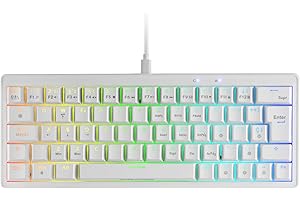 Mars Gaming MKMINIPRO, Teclado Mecánico Ultra-Compacto 60%, Switches Mecánicos Hot-Swappable, Iluminación RGB Chroma, Teclado Gaming Antighosting, Multiplataforma, Switch Marrón, US, Blanco