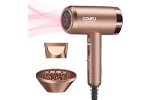 ‎CONFU Ionen Haartrockner, CONFU Föhn 1800W Ionen Fön mit 3 Wärmeeinstellungen 1 Diffusor und 1 Stylingdüse, Leistungsstarker Salon-Haartrockner zum schnellen Trocknen