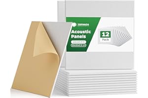 Topnaca 12 Pack Sound Proofing Panels, Square 30x30x0.9cm Self Adhesive Soundproofing Panels, High Density Acoustic Sound Absorbing Panels for Wall, Recording Studios, Home, Office