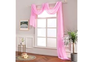 Megachest TAILORED VOILE WINDOW SCARF PELMET (CANDY PINK, 56"X118"X1 Panel)