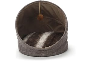 LeerKing Lettino per Gatti, 2 in 1 Lettino per Cani di Taglia Piccola con Cuscino, Gattino Casa Igloo, Cucciolo di Grotta Lavabile