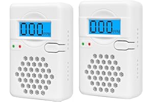 YEZALA Wireless Mini Carbon Monoxide Alarm Detector, CO Alarm Battery Powered with LCD Digital Display for Home Safety CO Alarm with Replaceable Batteries Low Battery Alert (White)
