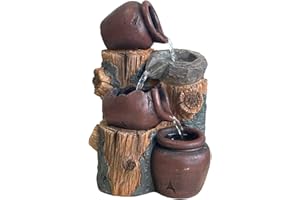 ‎SEINHIJO SEINHIJO Zimmerbrunnen Feng Shui Burnnen Garten Wasserfall Dekor Geschenk Modern Skulptur Arts Wohnzimmer Statue Polyresin Figuren LED Licht 30cm
