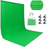 Miorkly Green Screen 1,8 × 2,8 m Sfondo Fotografico Verde,Telo Verde Sfondi Fotografici con 6 Clip,Professionista Per la Foto