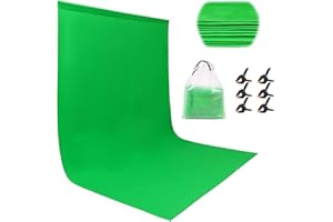 Miorkly Green Screen 1,8 × 2,8 m Sfondo Fotografico Verde,Telo Verde Sfondi Fotografici con 6 Clip,Professionista Per la Fotografia e la Ripresa di Video,Staffa non Inclusa