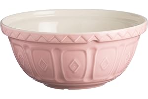 Mason Cash Colour Mix Powder Pink Mixing Bowl | 2.7 Litre Capacity | 26cm Earthenware Bowl with Classic Pattern Design | Dishwasher Safe | Ideal for Baking, Pastry, Dough, Cakes & Cookies