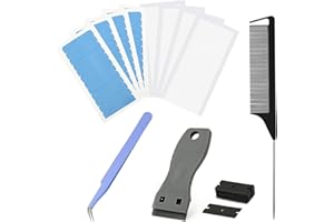 LINXINS 17Pcs Hair Tapes For Extensions Hair Extension Tapes Hair Extension Tape Tabs Set 4 Sheets Double Sided 4 Sheet Single Side Adhesive Hair Extension Tapes, With Scraper, Hair Comb, Tweezers