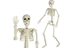 AOFOX OFOX Halloween a grandezza Naturale Scheletro Intero Corpo Umano Ossa con articolazioni mobili per Il cimitero Spaventoso della casa infestata del cimitero (90cm-White)