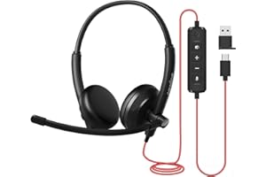N newline Cuffie per PC con Microfono USB Super Riduzione Rumore, Comfort di Utilizzo Prolungato, Effetto Sonoro HiFi, Cavo di 1,87 Metri, Headset