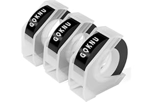 GOKNU 3D Cinta de Etiquetas Compatibles para Dymo Omega Junior Cinta de estampación 9mm x 3m, Compatible con Dymo Omega Junior Estampadora y E975 Etiquetadora en relieve, 3 Negro