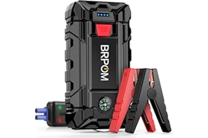 BRPOM Starthilfe Powerbank 4000A 12V (Bis Zu 7,0L Benzin Oder 5,5L Diesel) Auto Starthilfe mit LED-Taschenlampe, großen Bildschirm, Jumper Bildschirm, Autobatterie Booster für SUV Motorrad Rasenmäher