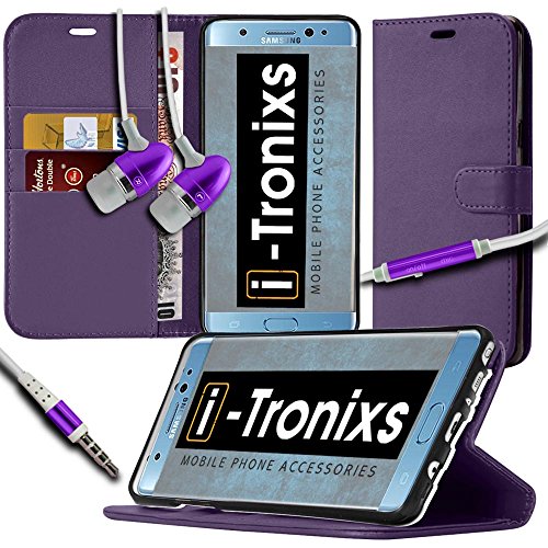 Preisvergleich Produktbild Samsung Galaxy A5 2017 hülle, Tasche, Telefonkasten ( lila+ Aluminium-Ohrhörer) Abdeckung für Samsung Galaxy A5 2017 Gehäuse aus robuster Kohlefaser Buchstil PU Leder Geldbörse elegante klassische Flip Cover hülle Cover + Aluminium-Ohrhörer von i-Tronixs®
