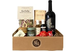 ‎FABELHAFTE GESCHENKE Präsentkorb LA DOLCE VITA gefüllt mit Rotwein und italienischen Delikatessen | Ein Geschenkkorb für Liebhaber der italienischen Küche | Geschenkbox für Männer & Frauen zu Geburtstag, Weihnachten