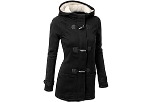 GHYUGR Cappotto con Cappuccio Donna Invernale Autunno Elegante Lungo Giacca Cotone Hoodies Classico Pulsante Corno Outwear