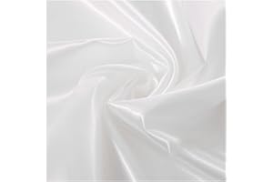 NIANTONG Tissu De Soie Satiné Au Mètre - 2 M X 150 Cm - pour Couture, Travaux Manuels, Décoration De Robe De Mariage, Pyjama, Chemise - Tissu Drapé Soyeux(Color:Blanc)