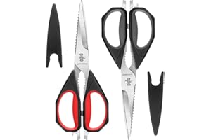 JARVISTAR 2 Stücke Edelstahl Küchenschere Set : küche schere Vielzweckschere Haushaltsschere Geflügelschere mit Abdeckung für Geflügel, Fisch, Gemüse, 23.5 cm
