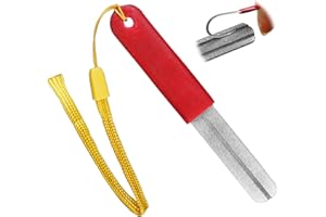ORMROMRA Aiguiseur de fléchettes, aiguiseur de hameçon V-Groove, pierre à aiguiser pour hameçon, aiguiseur double face, hameçon de pêche, hameçon triplés, lime diamantée portable, pour la pêche en plein air