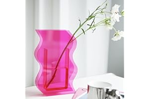 BEYLAB Jarrón de acrílico Decoración de la habitación estética Moderna, Decoración Retro Transparente Florero de Arte de acrílico Decoración Dormitorio, Sala de Estar Mesa Oficina - Rosa