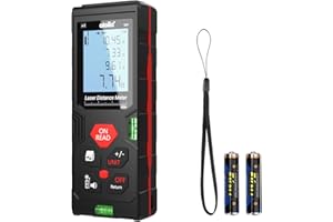 Télémètre Laser Numérique 100M, atolla Metre Laser avec 2 Niveaux à Bulle et Fonction Muet,Auto-étalonnage et Mesure Continue, écran LCD rétroéclairé à 4 Lignes, IP54…