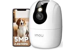 Imou 3K Telecamera WiFi Interno con One-Touch Chiamata, 5MP Videocamera Sorveglianza con Crociera Automatica, Rilevamento AI Umano/Animali, Visione Notturna a Colori, Modalità Privata, 2,4/5GHz