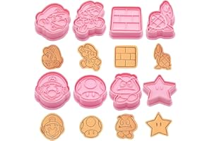 BELUGSIN Cookie Cutter Set 3D Moldes para Galletas Cortador de Galletas de Plástico Rosado Fondant Cortadores Moldes Galletas Niños 8 Piezas Juego de Cortadores de Galletas para Decorar Galletas Reposteria