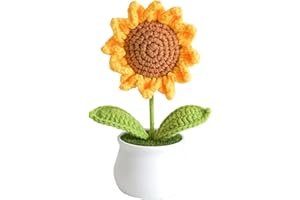 GlamRays Crochet Flowers Girasoles artificiales para oficina, escritorio, coche, salpicadero, decoración, regalos ridículos para mujeres, cumpleaños, regalos motivacionales